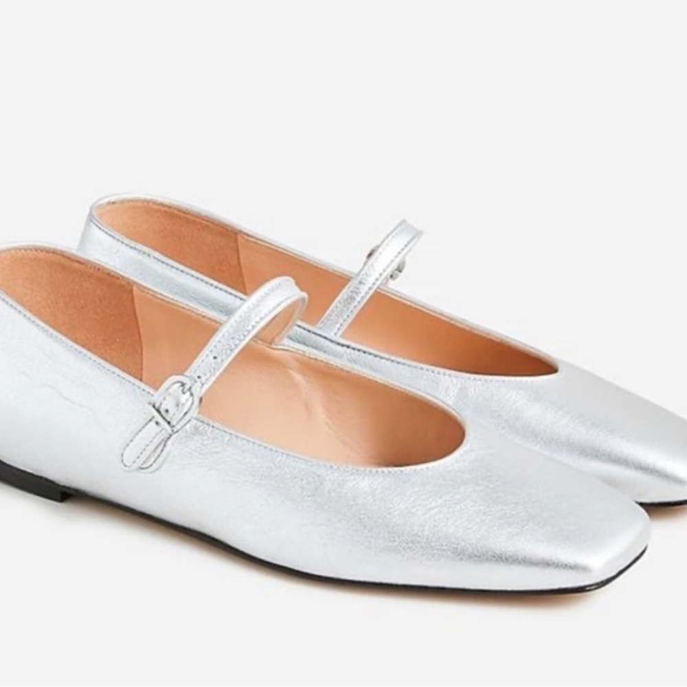 Silver ballet mayjane flats JCREW